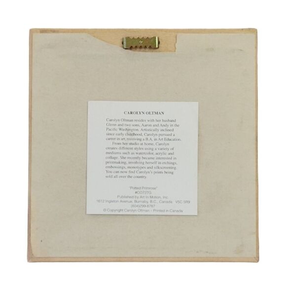 Vintage Carolyn Oltman Floral Framed Art "Potted Primrose" & "Potted Cyclamen" - Picture 3 of 7